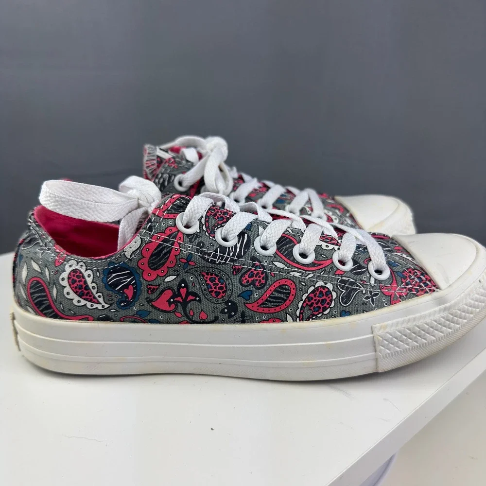 Converse Chuck Taylor All Star Womens Size 8 Paisley Pink Gray Low Top Sneaker
